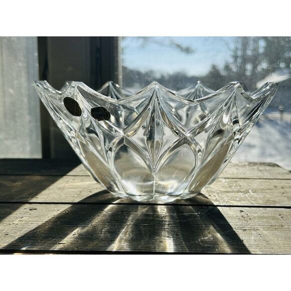Vintage Bohemia Crystal Bowl Glass 12 Point Serving Dish Czech Republic 24% PbO - Picture 2 of 15